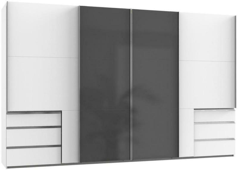 Schwebetürenschrank B: 350 cm Level Grau/Weiß