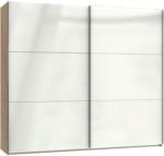 Möbelix Schwebetürenschrank B: 250 cm Level Weiß/Eichefarben Dekor