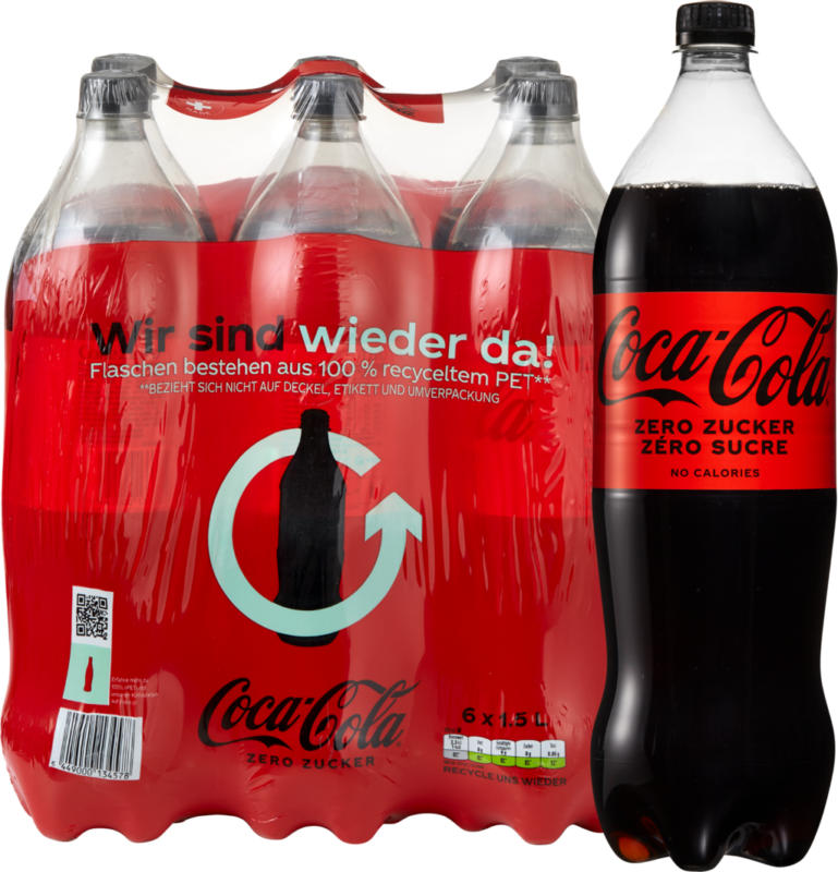 Coca-Cola Zero, 6 x 1,5 Liter