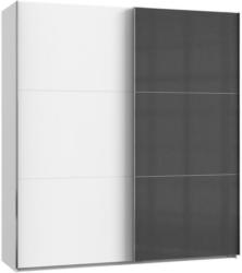 Schwebetürenschrank B: 200 cm Level Grau/Weiß