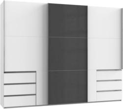 Schwebetürenschrank B: 300 cm Level 36c Grau/Weiß