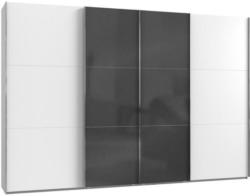 Schwebetürenschrank B: 350 cm Level 36c Grau/Weiß