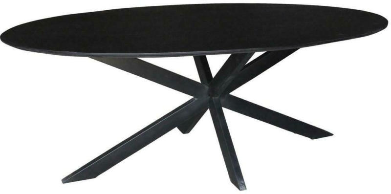 Esstisch mit Echtholz-Platte Oval Dt-Oslo 210x100cm Schwarz