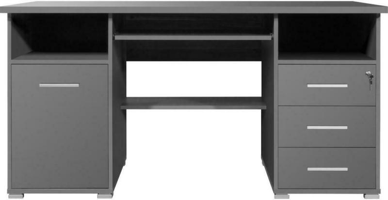 Schreibtisch mit Stauraum B: 145 H: 75 cm, Anthrazit