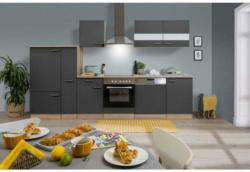 Küchenzeile ohne Geräte B: 310 cm Grau/Eiche Dekor