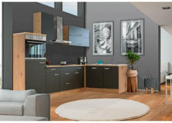 Einbauküche Eckküche Möbelix Shadow mit Geräten 280x170 cm Grau/Eiche Dekor