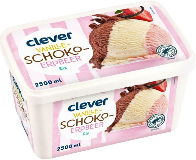Clever Schoko-Vanille-Erdbeer Eis