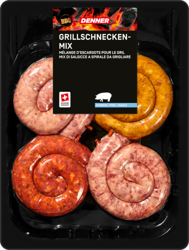 Denner BBQ Grillschnecken-Mix , 4 x 100 g