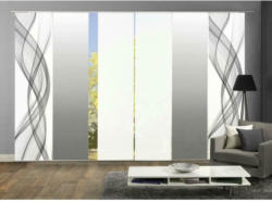 Vorhang mit Paneelwagen Ferrola B: 360cm, Grau/Weiß