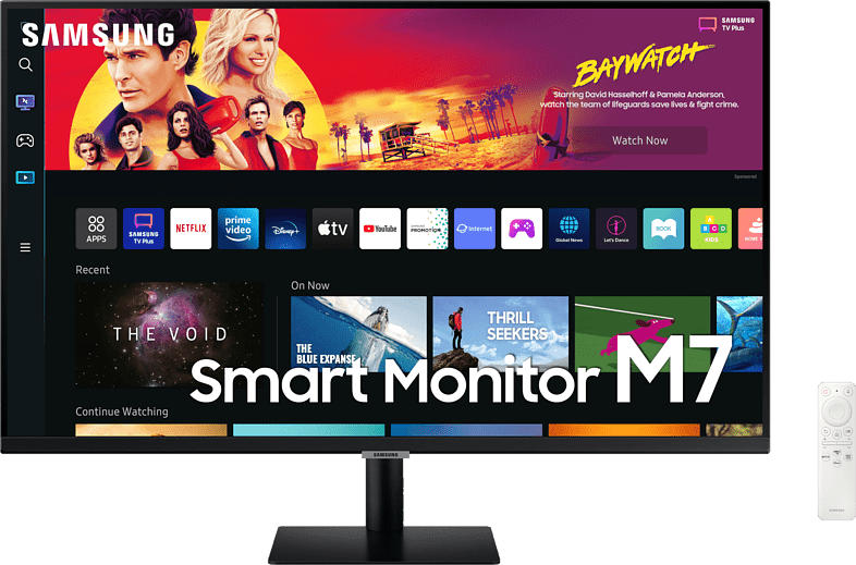 Samsung Smart Monitor M7 mit Fernbedienung, UHD 4K, 32 Zoll, 60Hz, HDR10, 4ms, 300cd, VA-Panel, WiFi/BT, Schwarz