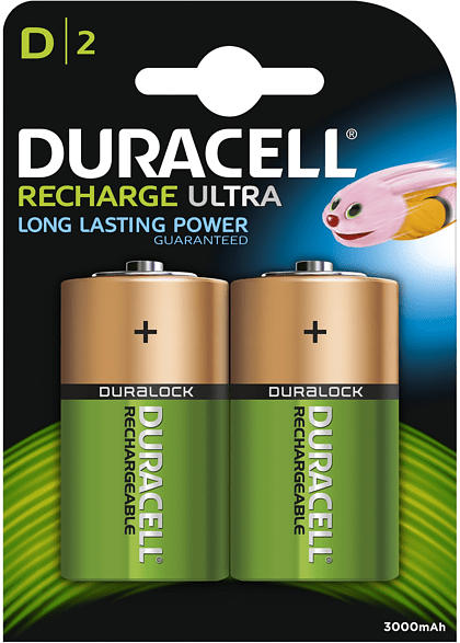 Duracell Recharge Ultra D Batterien 3000 mAh, 2er Pack; Akkus