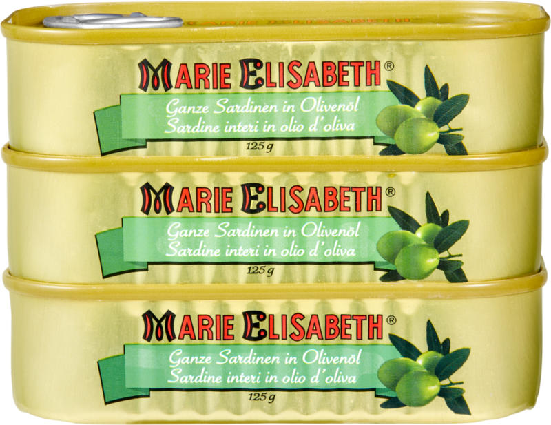 Sardine in olio di oliva Marie Elisabeth, 3 x 95 g