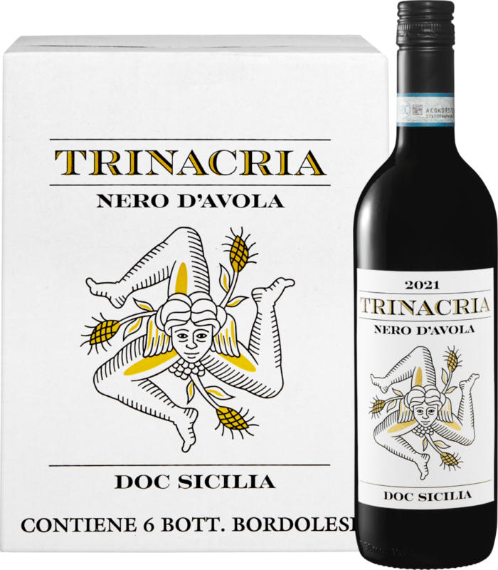 Trinacria Nero d'Avola Sicilia DOC, Italien, Sizilien, 2021, 6 x 75 cl