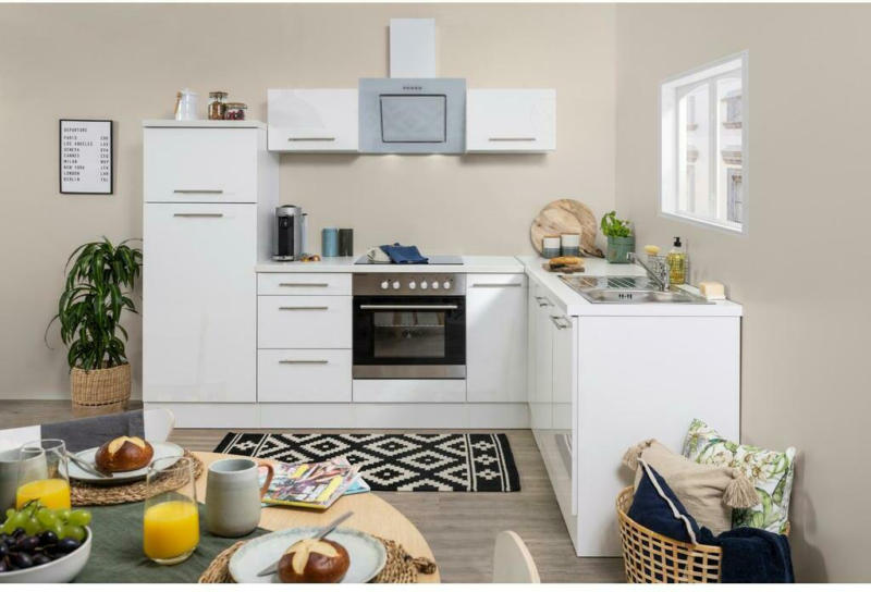 Einbauküche Eckküche Möbelix mit Geräten B: 260x200 cm Weiß