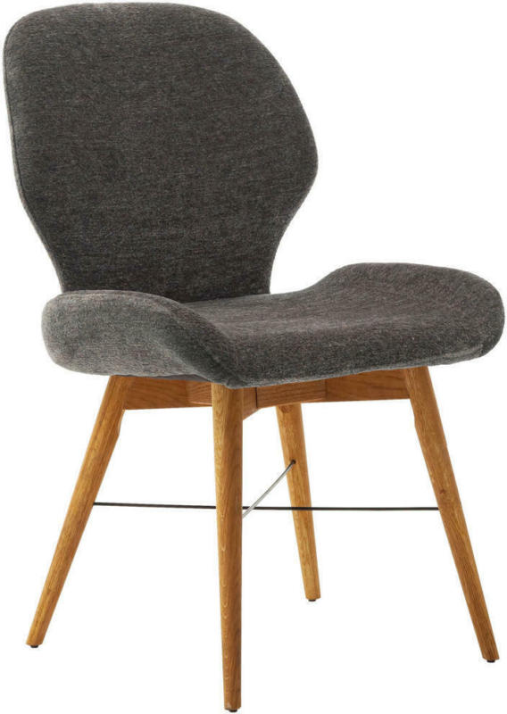 Stuhl in Holz, Textil Cappuccino, Wildeiche