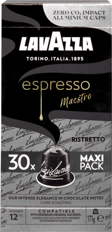 Capsules de café Espresso Ristretto Lavazza, kompatibel mit Nespresso®-Maschinen, 30 Kapseln