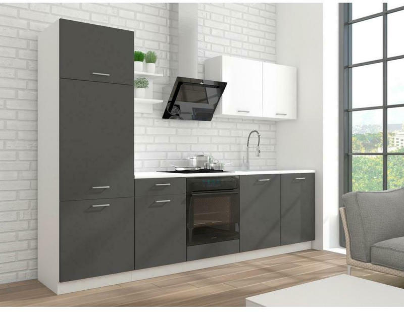 Küchenzeile Promo ohne Geräte 270 cm Grau/Weiß, Modern