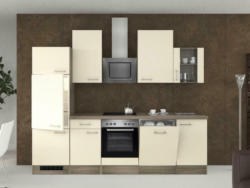 Küchenzeile Eico mit Geräten 280 cm Magnolie/Eiche Dekor