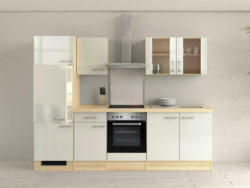Küchenzeile Abaco mit Geräten 270 cm Perlmutt/Akazie Modern
