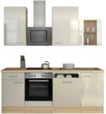 Möbelix Küchenzeile Abaco mit Geräten 220 cm Perlmutt/Akazie Modern