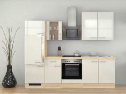 Küchenzeile Abaco mit Geräten 270 cm Perlmutt/Akazie Modern