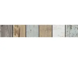 Keramik Fliesenbordüre Woodstock Antik 2 4,8x29,8 cm blau beige grau