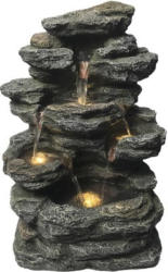 Wandbrunnen "Felsgestein LED" Polyresin grau
