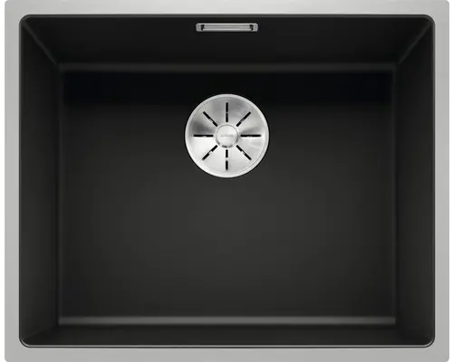 Spüle Blanco Subline 500-IF SteelFrame 443x543 mm mit Ablauffernbedienung Edelstahl schwarz