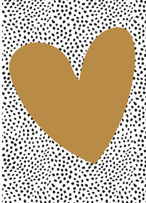 Postkarte Goldenes Herz und schwarze Punkte 10,5x14,8 cm