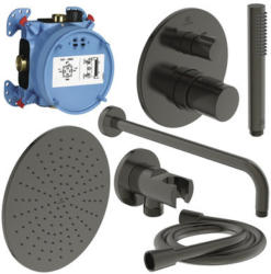 Unterputz Duschsystem mit Hand- und Kopfbrause Ideal Standard Ceratherm A7573XG Schwarz
