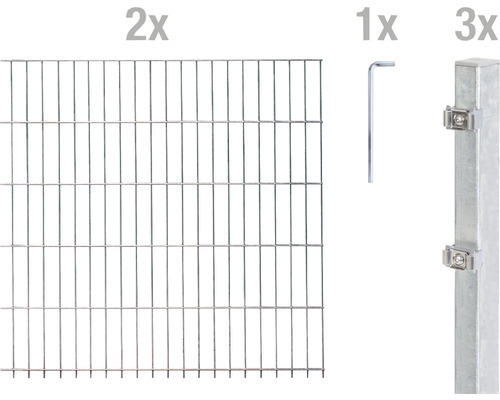 Doppelstabmattenset ALBERTS 6/5/6 400 x 120 cm feuerverzinkt