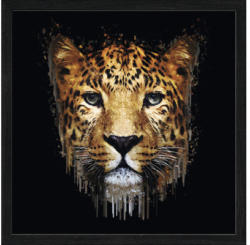 Gerahmtes Bild Leopard Illust. 33x33 cm