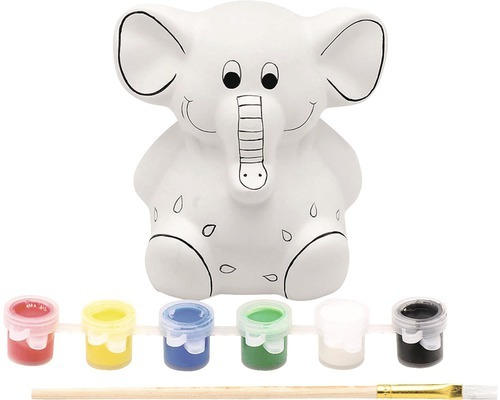 Kreativset Keramik Spardose Elefant 10x11,5 cm weiß