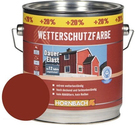 HORNBACH Holzfarbe Wetterschutzfarbe schwedenrot 3 l (20 % Gratis!)