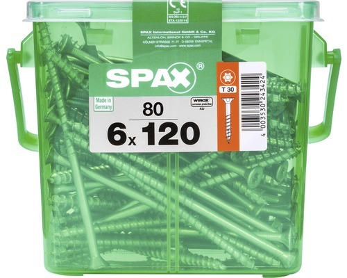 Spax Holzschraube Wirox Senkkopf Torx T30 Holz-Teilgewinde 6x120 mm 80 Stück