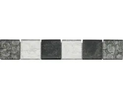 Glas Fliesenbordüre 4,8x29,8 cm grau schwarz