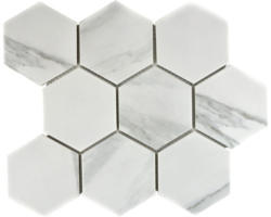 Keramikmosaik Carrara CIM HX9 CR 25,6x29,55 cm weiß