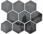 Hornbach Keramikmosaik Hexagon HX110 25,6x29,55 cm schwarz
