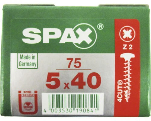 Spax Universalschraube Kreuzschlitz PZ 2, Halbrundkopf, 5x40 mm, 75 Stück