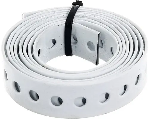 Lochband- und Montageband 12 mm, 1,5 m Rolle, verzinkt weiß kunststoffbeschichtet