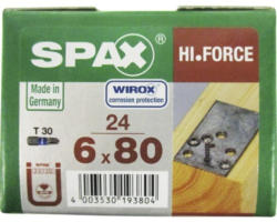 Spax Holzbauschraube Hi.Force, Tellerkopf T 30, Holz-Vollgewinde, 6x80 mm, 24 Stück