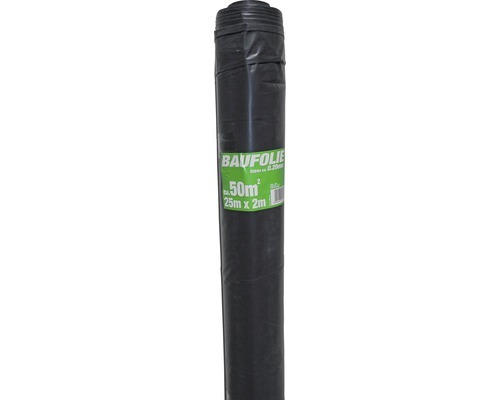 Baufolie LDPE 0,2 mm 25 x 2 m schwarz Rolle = 50 m²