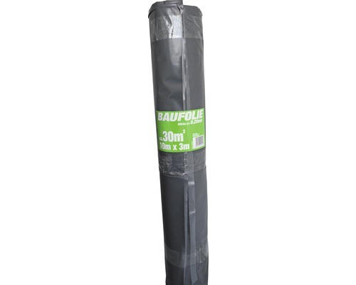 Baufolie LDPE 0,2 mm 10 x 3 m schwarz Rolle = 30 m²