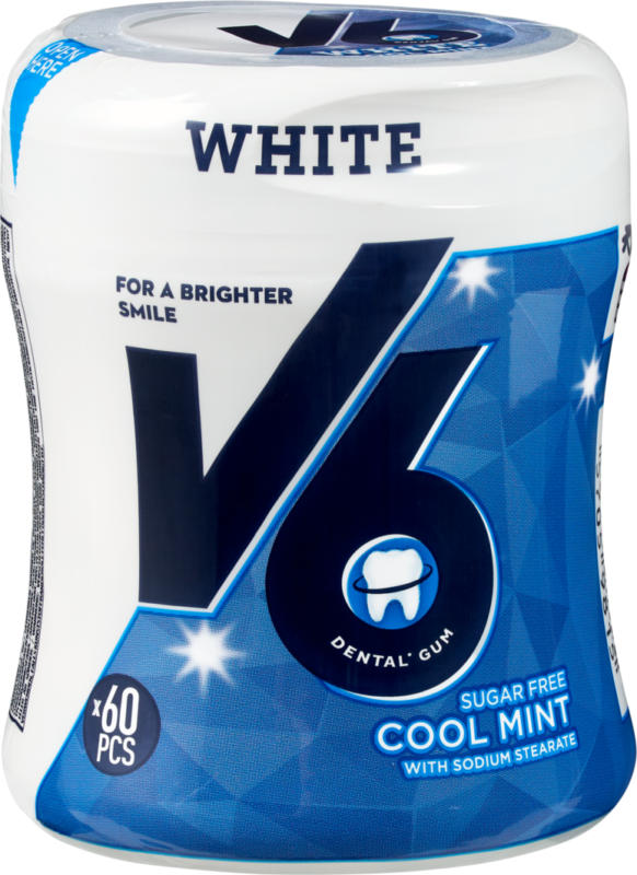 V6 Kaugummi White Cool Mint, 87 g