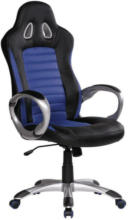 Möbelix Gaming Stuhl mit Armlehnen und Wippfunktion Blau/Schwarz