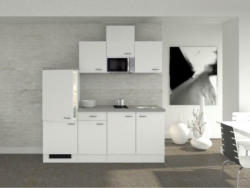 Küchenzeile Wito mit Geräten 210 cm Weiß/Grau Modern