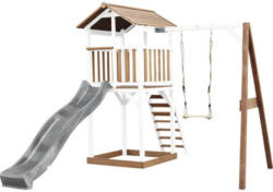 Spielturm axi Beach Tower mit Einzelschaukel Holz braun weiß Rutsche grau