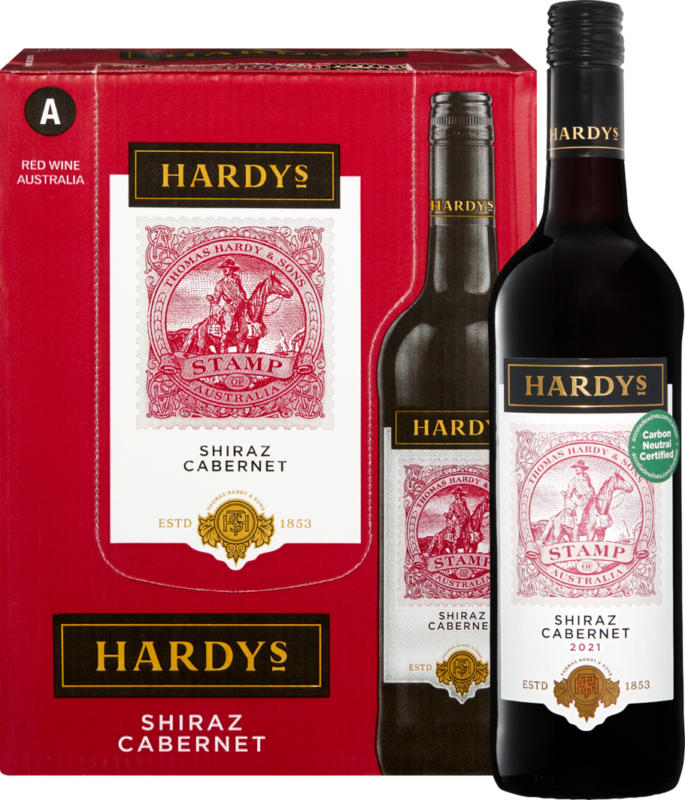 Hardys Stamp Shiraz/Cabernet Sauvignon, Australien, South Eastern Australia, 2021, 6 x 75 cl