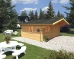 Hornbach Gartenhaus Palmako Sally 19,1 m² inkl. Fußboden und Vordach 510 x 390 cm tauchgrundiert braun