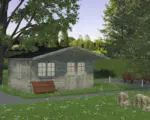 Hornbach Gartenhaus Palmako Helena 15,1 m² inkl. Fußboden und Vordach 450 x 360 cm tauchgrundiert grau